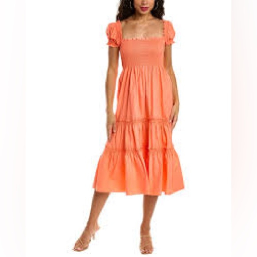 OPT Coral Smocked Dress